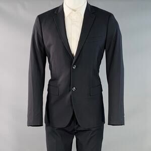 THEORY Size 40 Regular Black Wool Blend Notch Lapel Suit